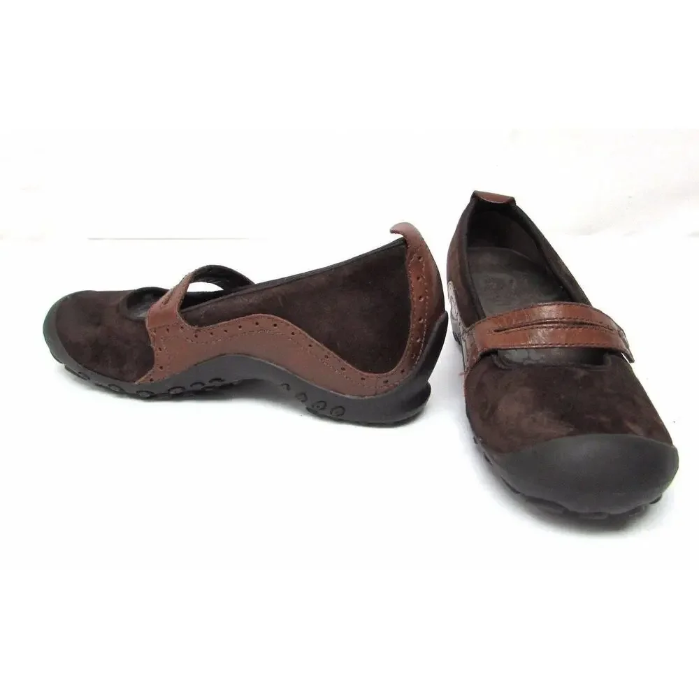 Merrell women's brown suede leather size 6.5 mary jane shoes comfort walking